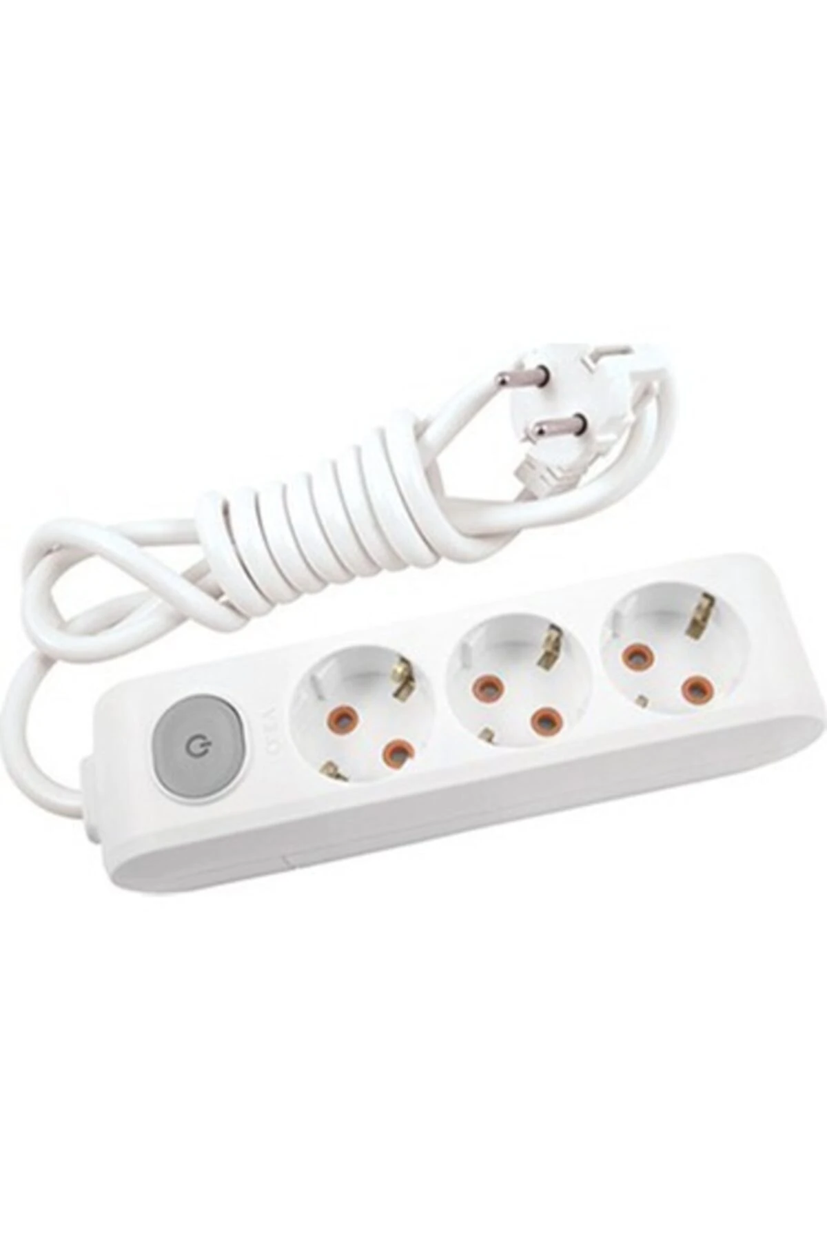 Multi-let Üçlü Priz Anahtarlı Topraklı Kablolu Çocuk Korumalı 2 Metre-beyaz