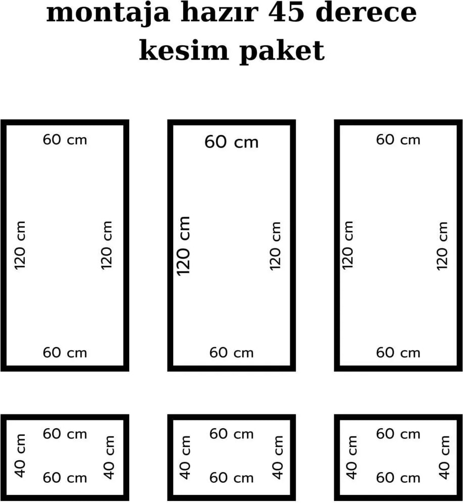 Dekoratif Boyanabilir 2,5 cm Duvar Çıtası Kesimli Hazır Paket, 6 Parça Çerçeve