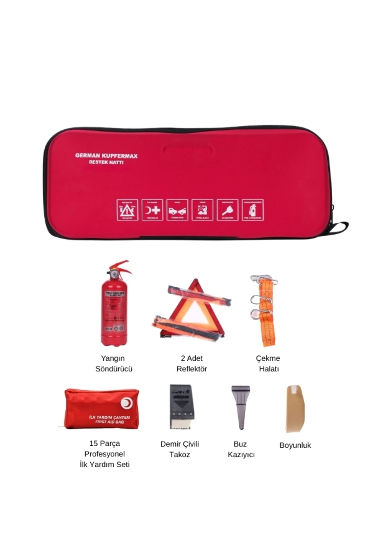 Araç Muayene Uyumlu 22 Parça Acil Durum ve Profesyonel Trafik Seti ''AB Onaylı ve CE Belgeli''