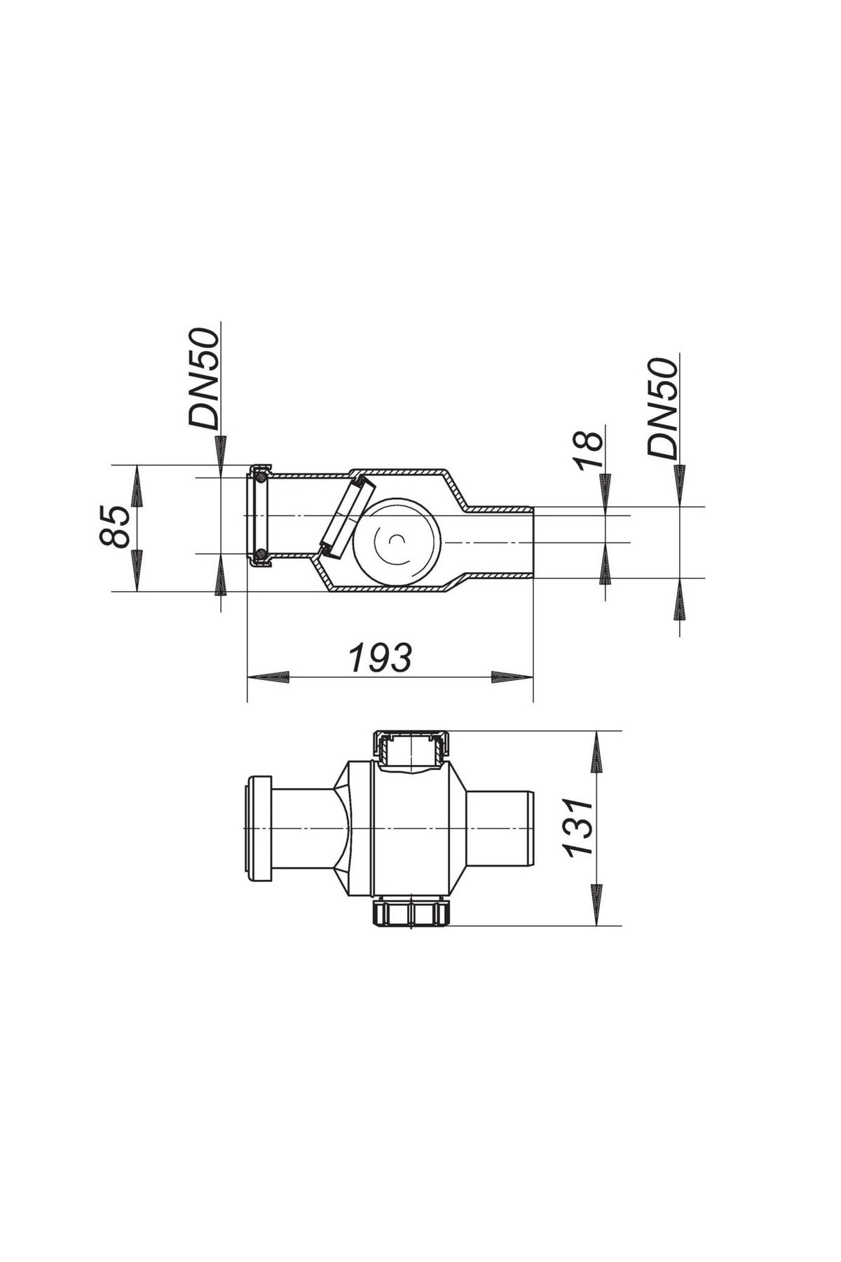 Dn50'lik Atık Pis Su Çekvalfi Lağım Rögar Geri Tepme Önlemi Su Baskını Cekvalfi Geri Basma Önleyici