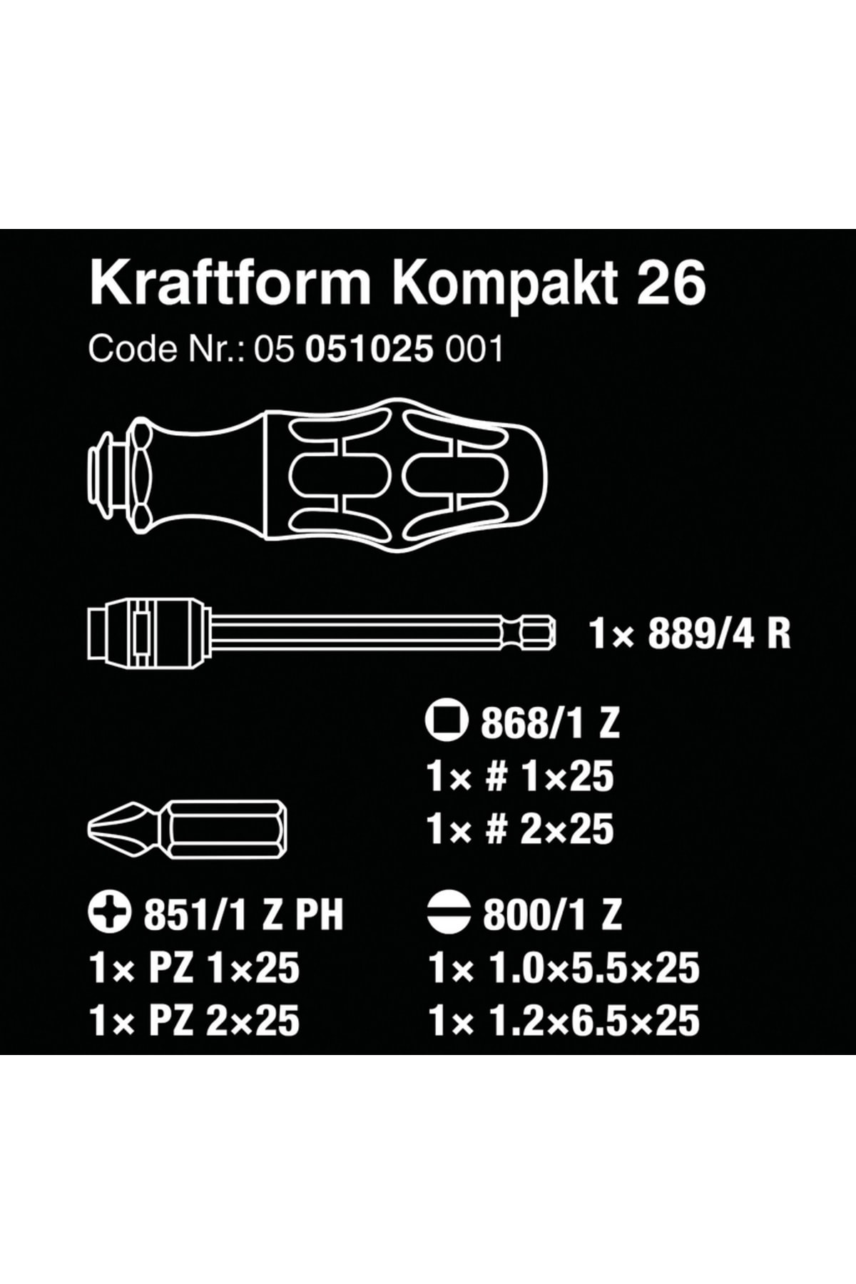 WERA Bit-check 26 Tornavida Bits Seti (05051025001)