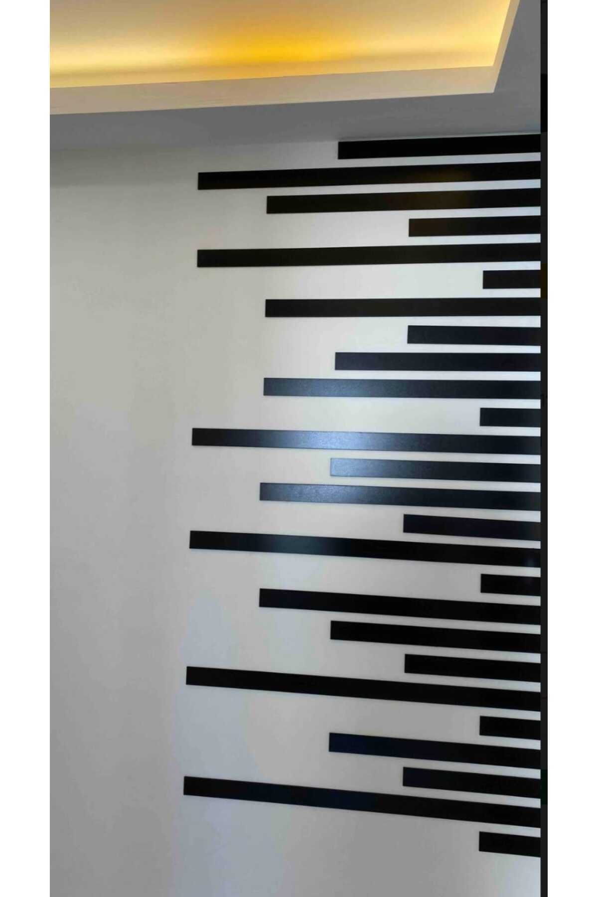 Lx Duvar Dekorasyon Çıtası 5 Farklı Ebat (100CM 80CM 60CM 40CM 20CM) 25 Adet Panel Siyah Renk