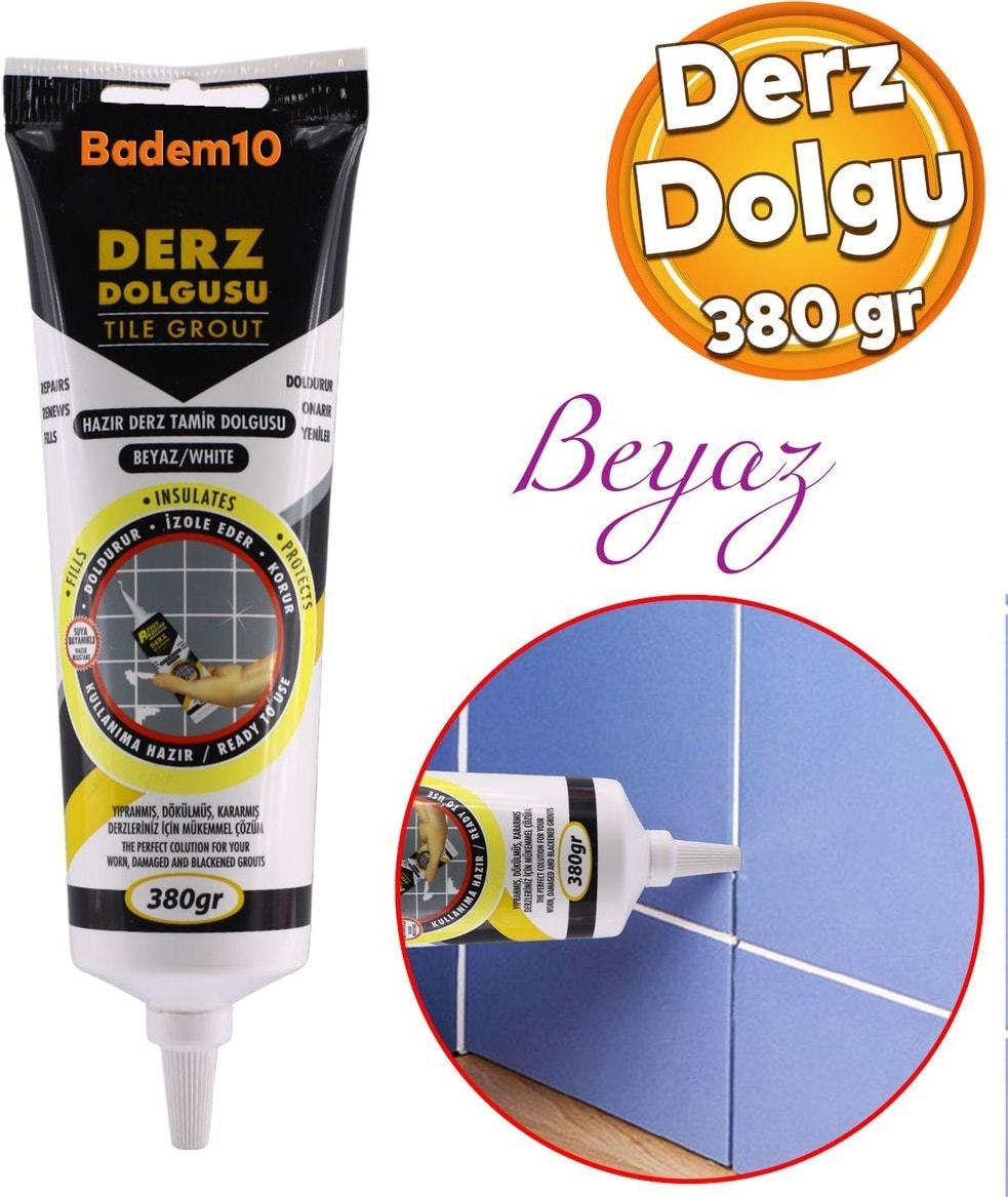 (3'lü Set) Fayans Beyaz Derz Boyama Boyası Kalemi + Fayans Arası Hazır Derz Dolgusu 380 gr