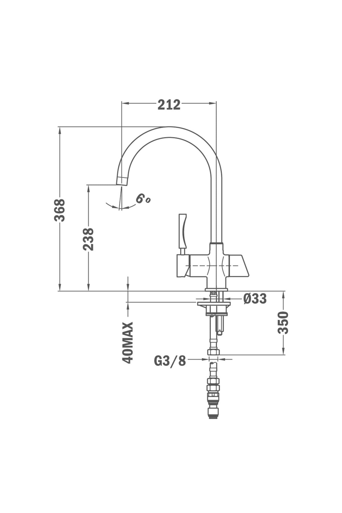 182000200 - Os 200 - Filtreli Sisteme Uyumlu Yüksek Döner Başlıklı Mutfak Bataryası