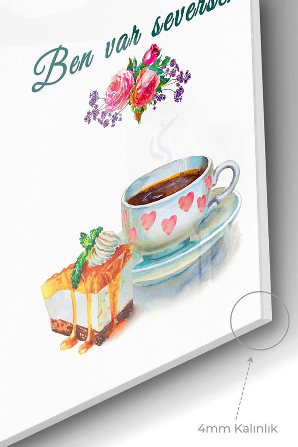 Çay Saati Çaylavyu| Mutfak Temalı Cam Tablo | 50x70 Cm