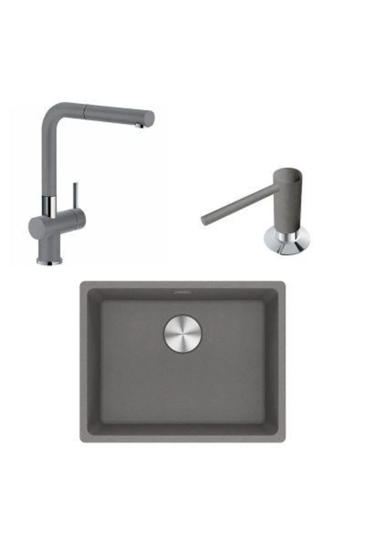 Marıs Mrg 210/110-52 Stone Grey Granit Eviye Actıve Plus Doccıa Armatür Comfort Sıvı Sabunl