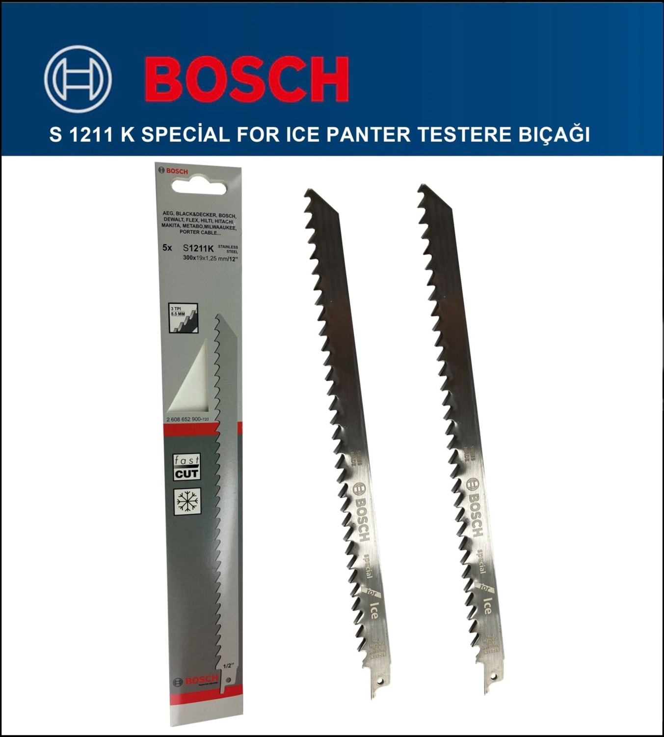 BOSCH - Tilki Kuyruğu Bıçağı S 1211 K - Buz ve Kemik Kesme 2 608 652 900 2'li Paket