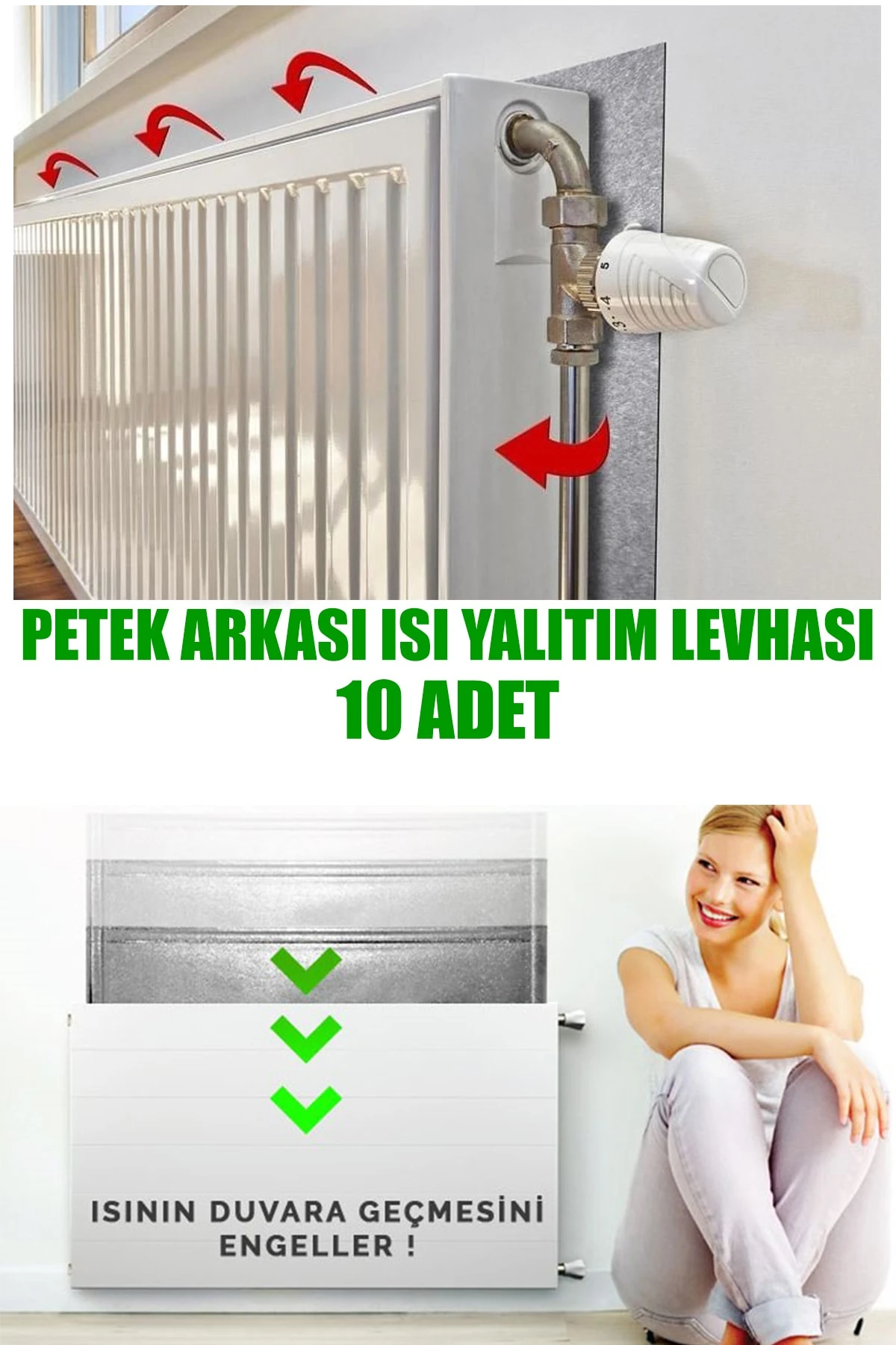 10 Adet Kalorifer Peteği Arkası Isı Yalıtım Ve Izolasyon Levhası Radyatör Arkalığı Yalıtım Malzemesi