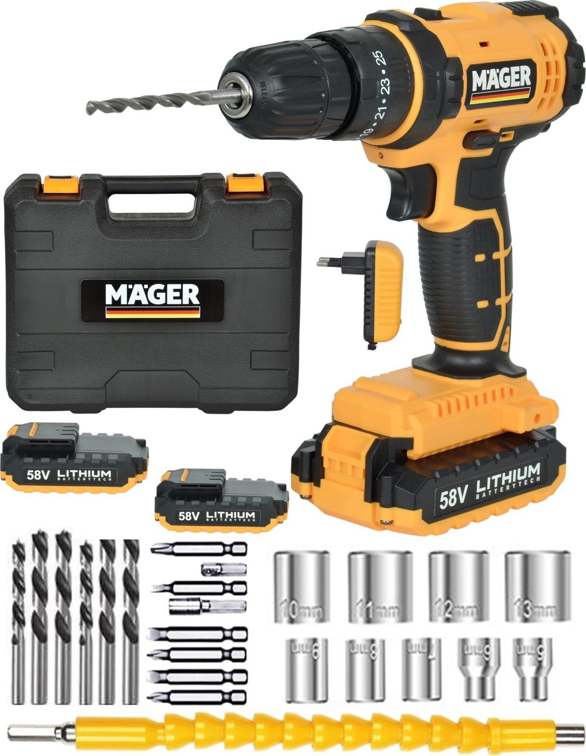 Alman Sjs Metal Şanzıman 58 Watt 5 Ah Li-Ion Max-Sr Çift Akülü Darbeli Matkap