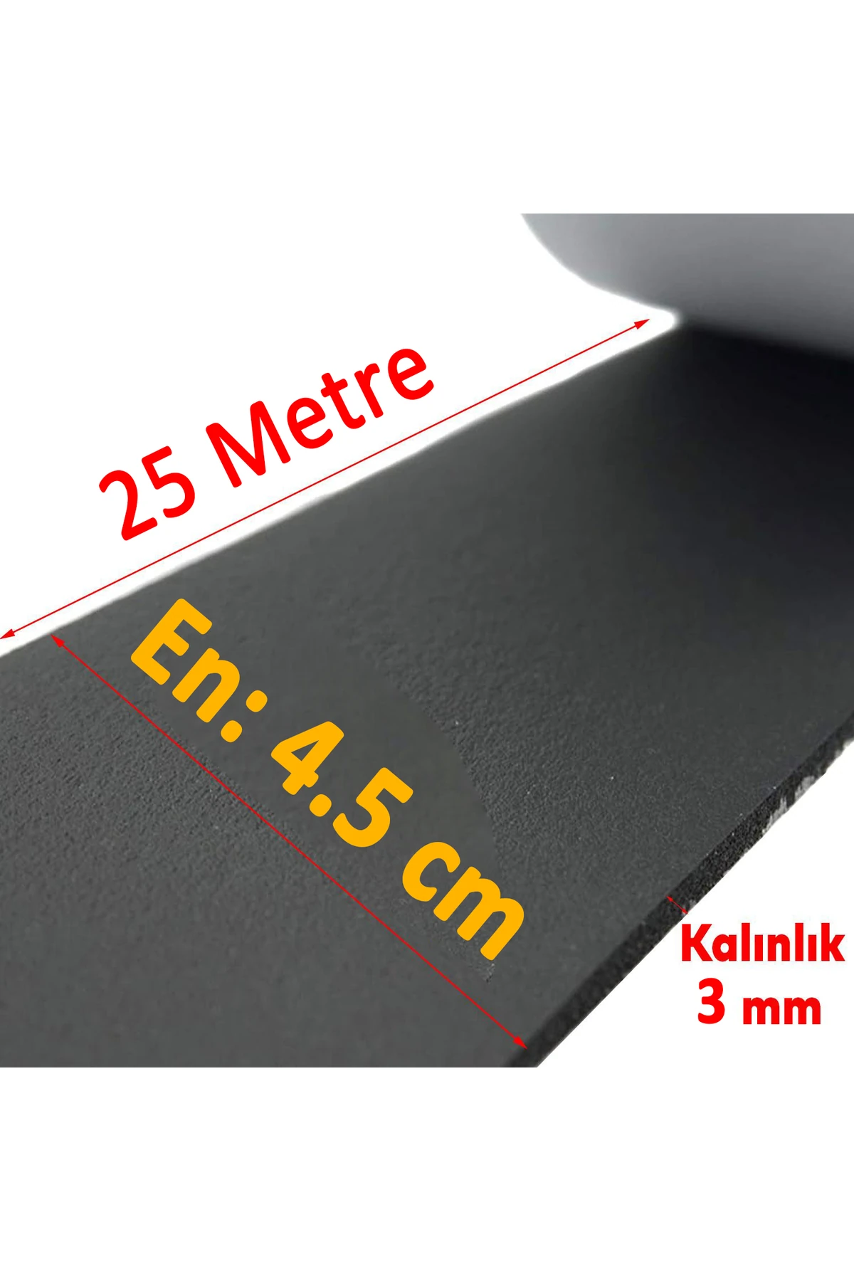 Yapışkanlı (25 METRE) En:45 Mm Kalınlık:3 Mm Araç Oto Ses Isı Yalıtım Izolasyon Bandı Bant Malzemesi