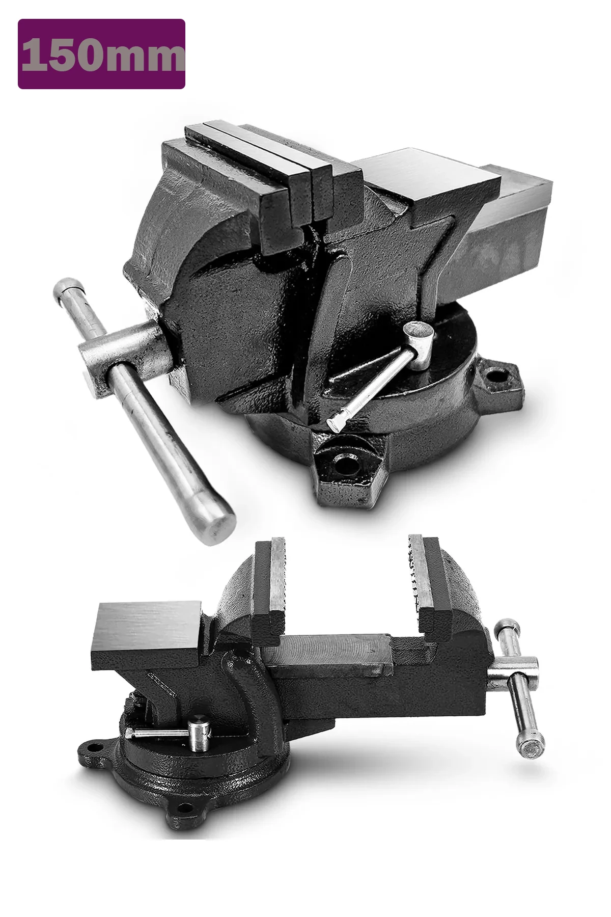 Alman Modeli Pro Çelik Kol 150 Mm 4" 360" Dönerli Taban Dövme Çelik Sabit Tezgah Masa Mengenesi...