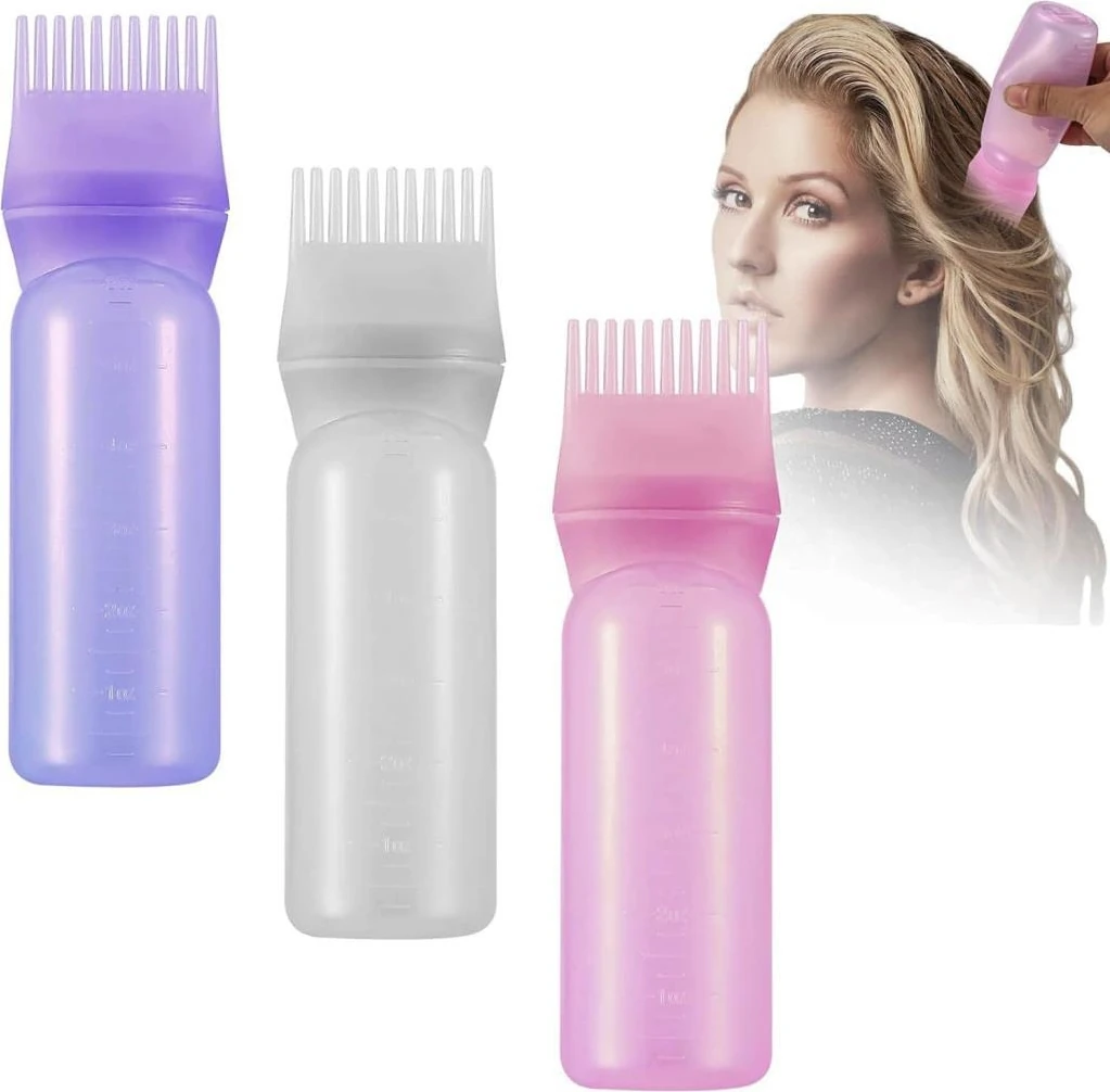 3 Adet Taraklı Saç Boyama Şişesi Kolay Pratik Saç Diplerine Bakım Yağı Uygulama Aparatı 1 Adet