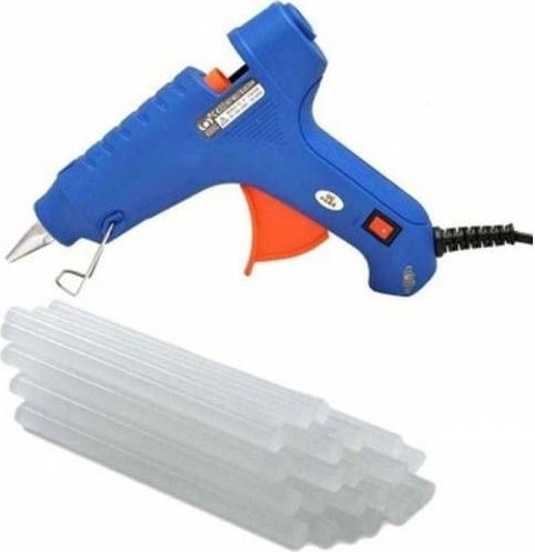 20W Anahtarlı Ergonomik Silikon Tabancası - 7 mm Şeffaf Mum Çubukları ile 10 Adet Hediye Paketi