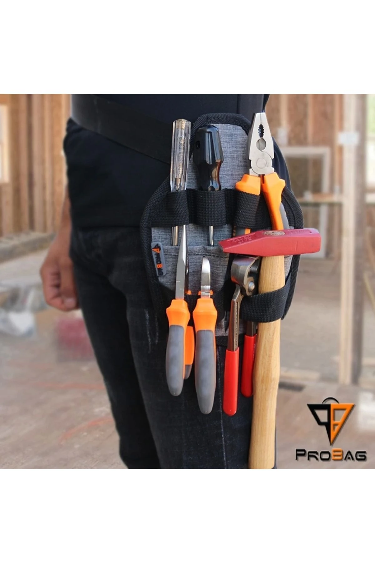 Bel Tipi Bel Tipi Anahtar/alet Asma Ve Taşıma Çantası Elektrikçi - 6 Bölmeli, Suya Dayanıklı