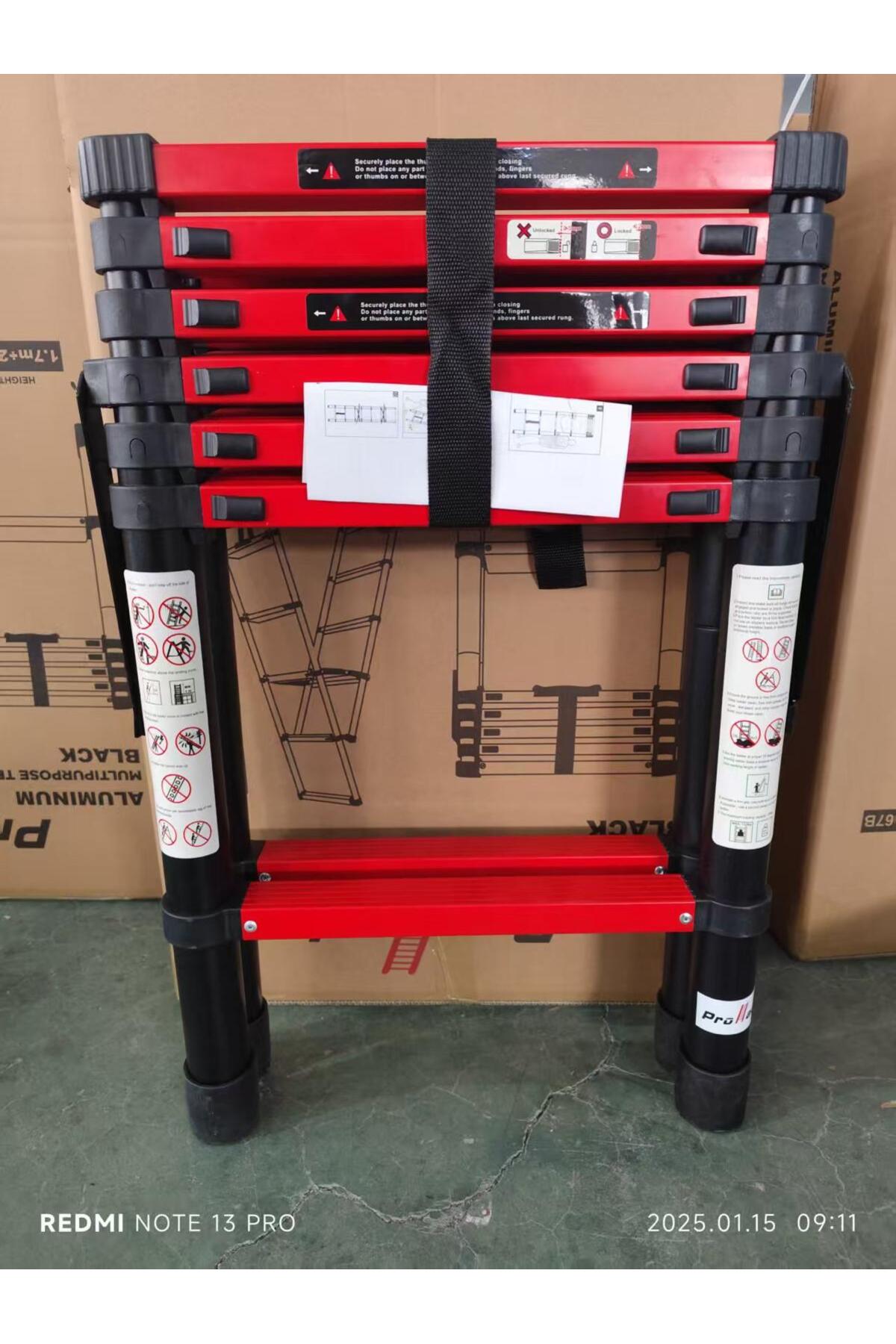 PRE5067B A TİPİ alüminyum, 6+7 basamak 170+200 cm Teleskopik merdiven