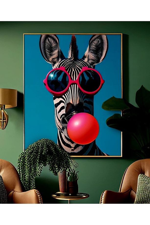 Özel Tasarım 4mm Tamperli Uv Baskı Cam Tablo Ev Ofis Duvar Dekor Hediyelik Tablo Zebra Matrak Yaz
