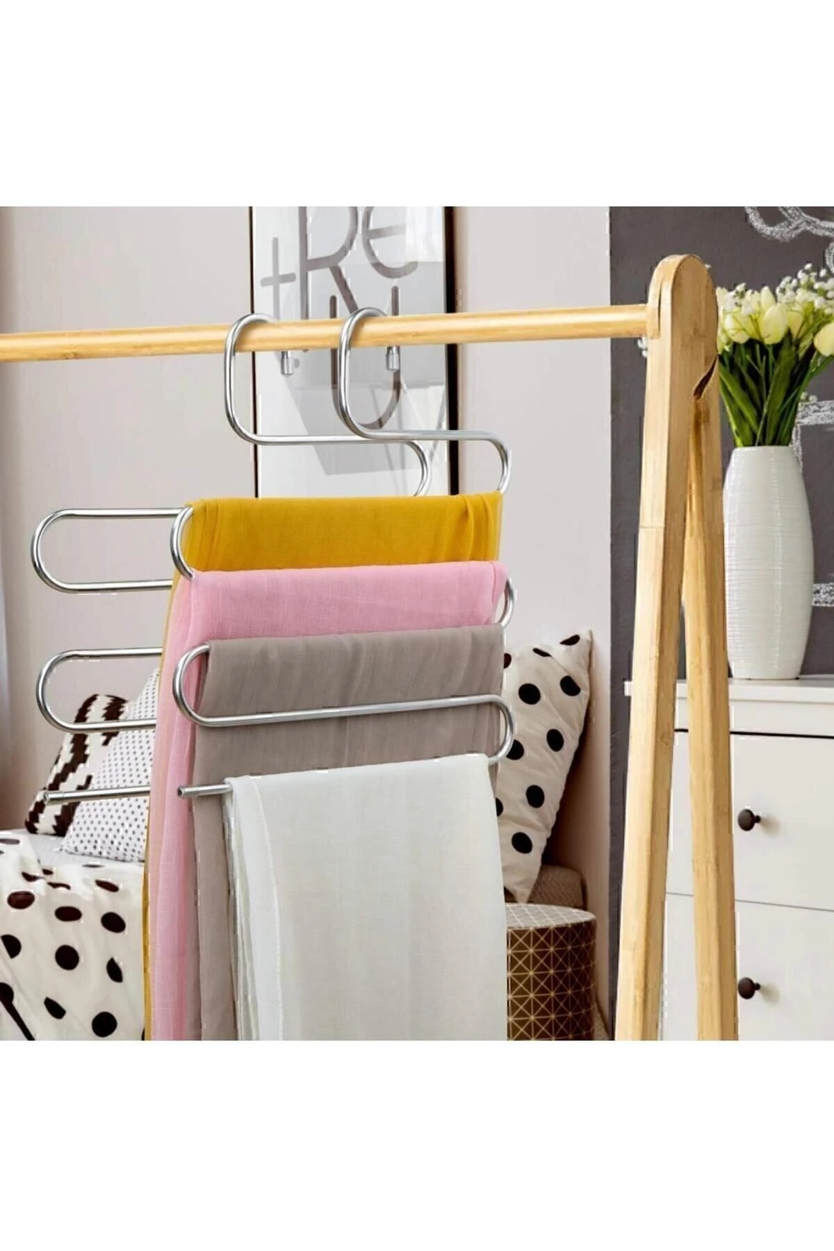5 Katlı Metal Pantalon Eşarp Askısı Dolap Içi Düzenleyici Pantolon Askısı