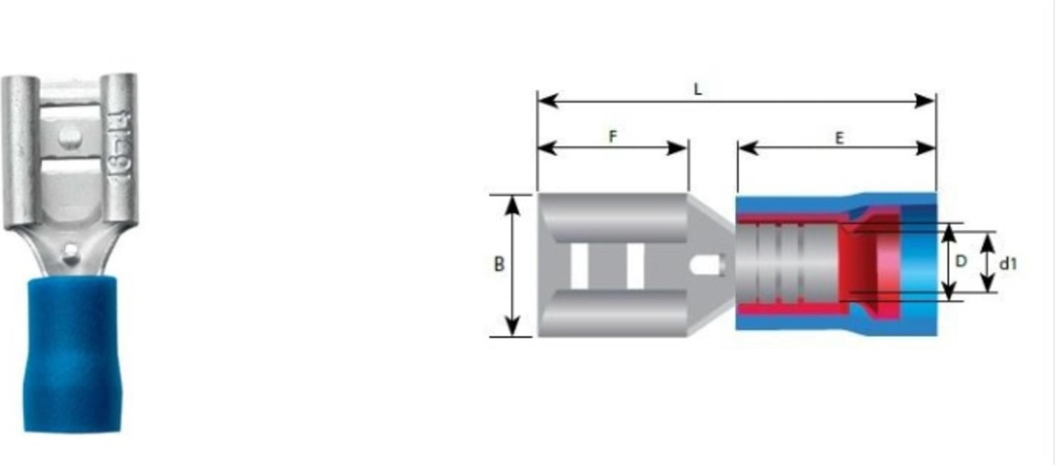 8239-F2-4,8 Vd/8 2,5mm Izo. Faston Dişi Uç (200ADET)