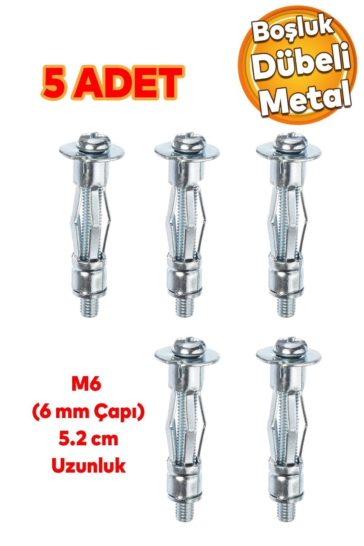 Çelik Alçıpan Boşluk Dübel Tuğla Duvar Bims Paraşüt Dübeli 6x52 Metal 5 Adet