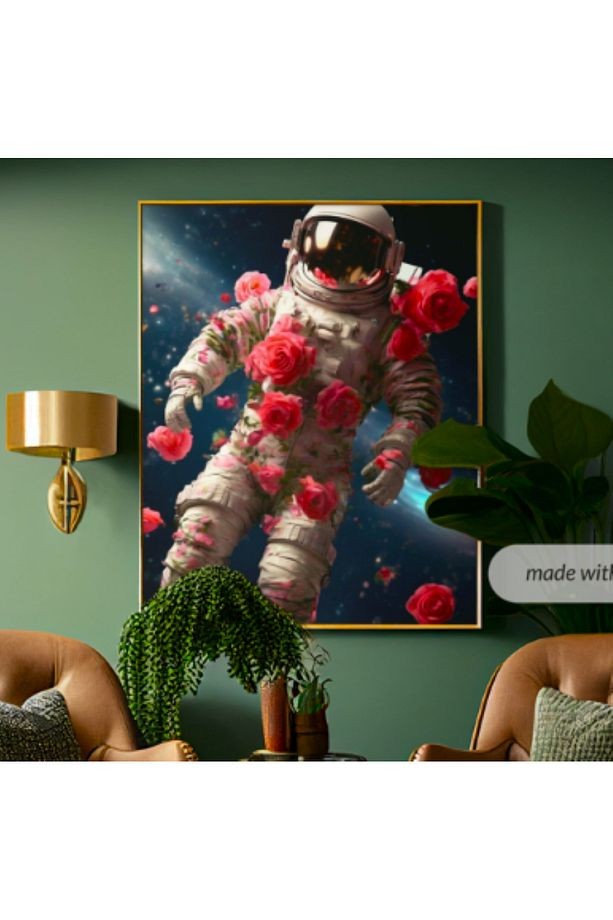 Özel Tasarım 4mm Tamperli Uv Baskı Cam Tablo Ev Ofis Duvar Dekor Hediyelik Tablo Astronot,çiçek