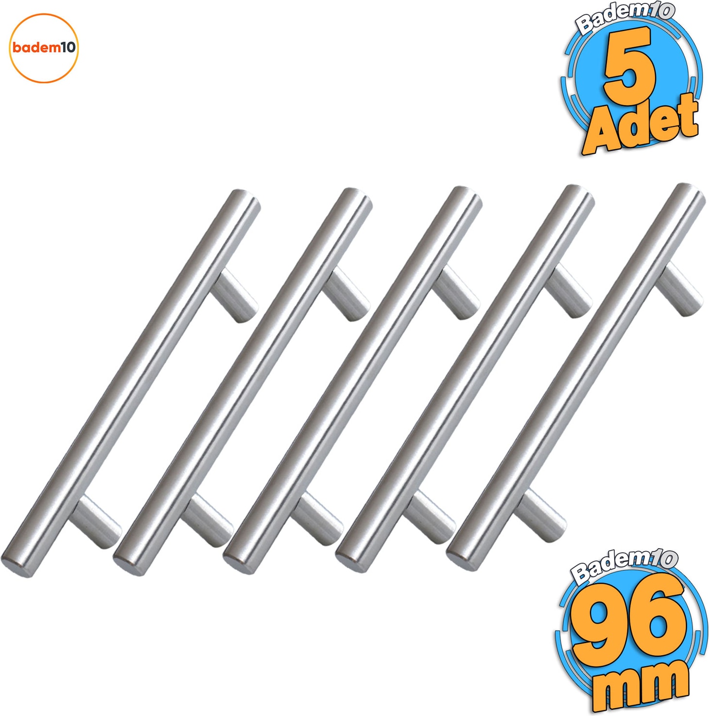 5 Adet Rosemary Inox Metal Kulp 96 mm ( 9.6 cm ) Mobilya Mutfak Çekmece Dolap Kapak Kulbu