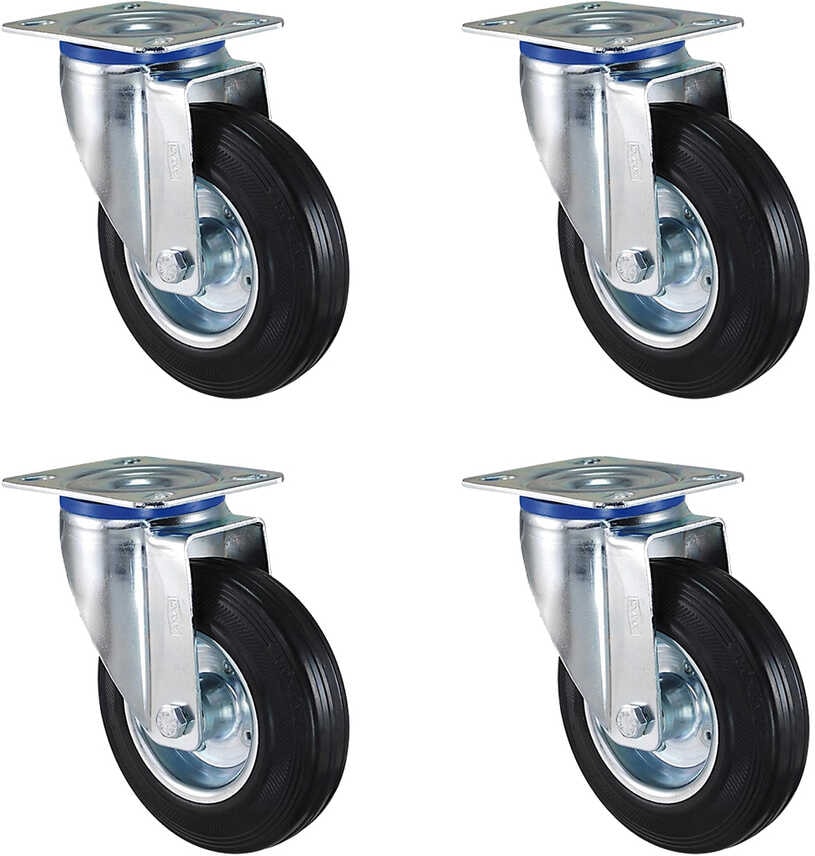 Kauçuk Dolgu Lastik Sanayi Tekeri 4'lü Döner Tekerlek - 80 mm Çap