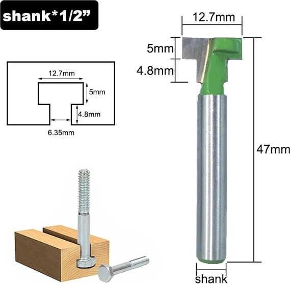 6.35MM Shank 1 Adet 12.7mm 1 Adet 14 shank 6.35MM T-Yuvası Kesici Yönlendirici Bit Seti Altıgen Cıvata Anahtar Delik Uçları T Planya Freze Kesici Ahşap Ağaç Işleme Için MC01190 (Yurt Dışından)