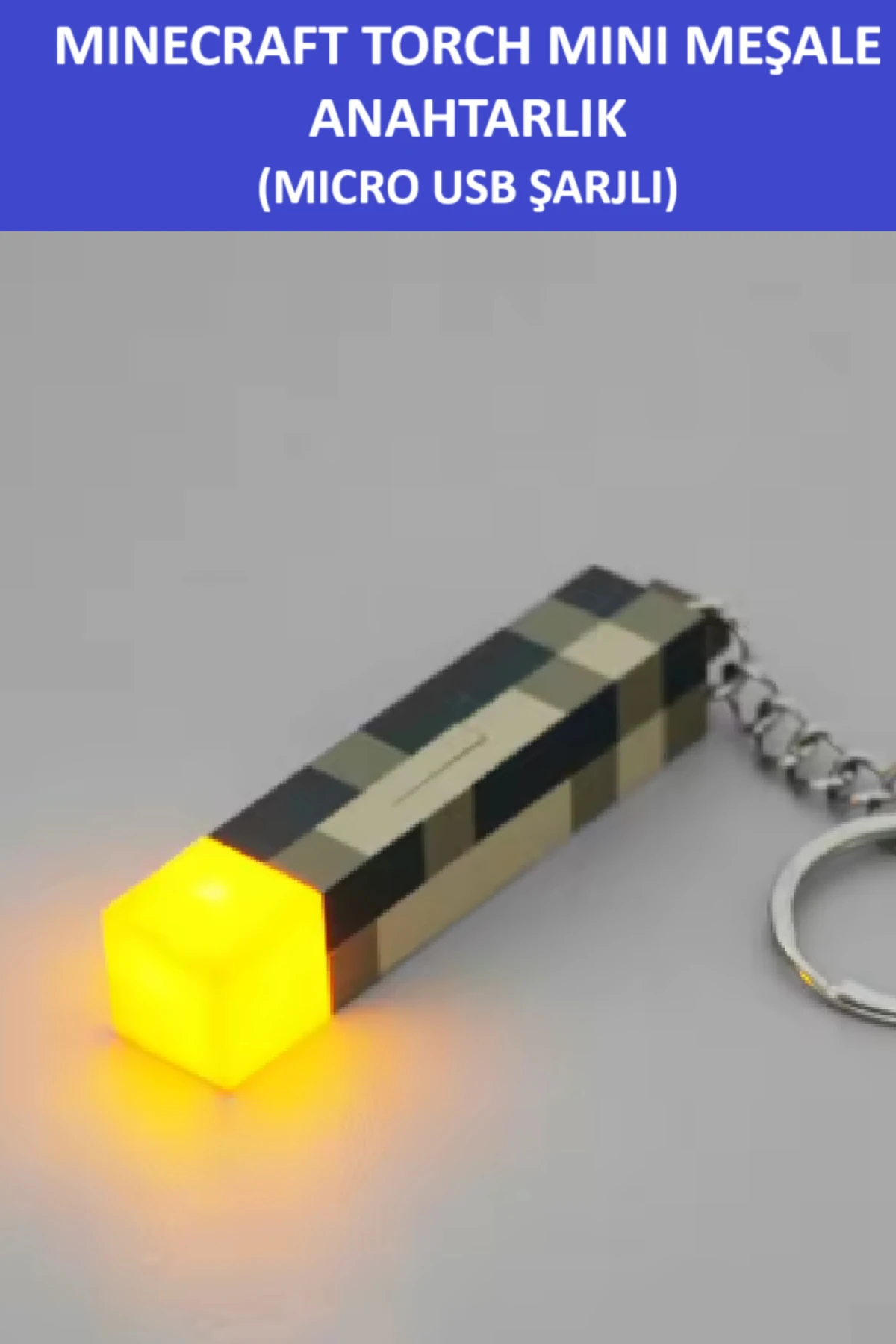 Minecraft Torch Anahtarlık - Meşale (Şarjlı) - Muhteşem Bir Hediye
