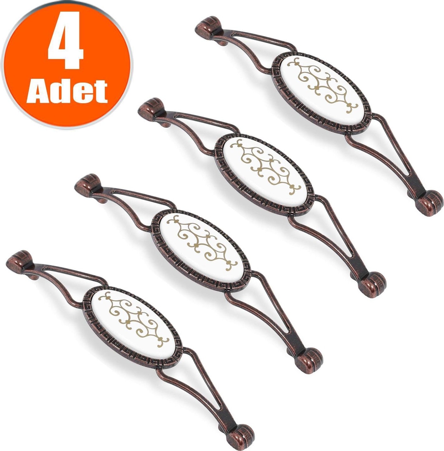 Seçil Çekmece Dolap Kapak Kulpu Kulbu Antik Metal Kulp 128 mm (4 Adet)