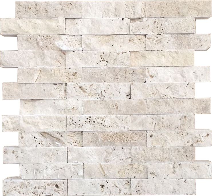 2,5X10Cm Klasik Doğal Taş Traverten Patlatma Taş Mozaik Duvar Kaplaması