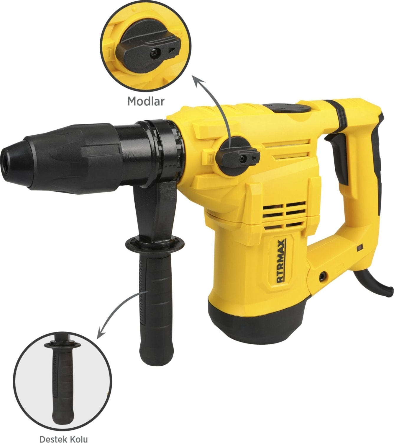 RTM240 Elektropnömatik Sds Max Kırıcı ve Delici 1500 W 9.0 Jul 40 mm