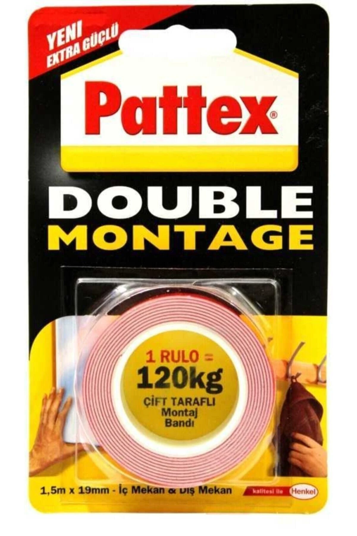 Double Montage 120 Kg Montaj Bandı 19 Mm 1,5 Metre