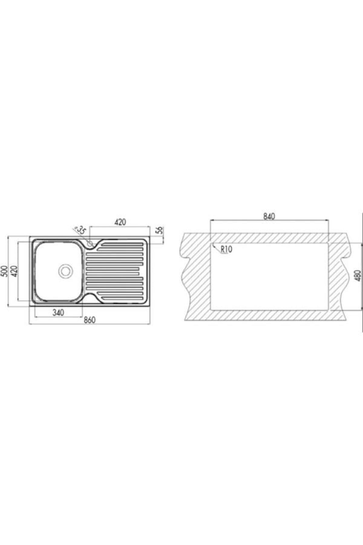 Princess 60 B Sol 1,5 Göz Paslanmaz Çelik Tezgah Üstü Eviye 100*50 Cm
