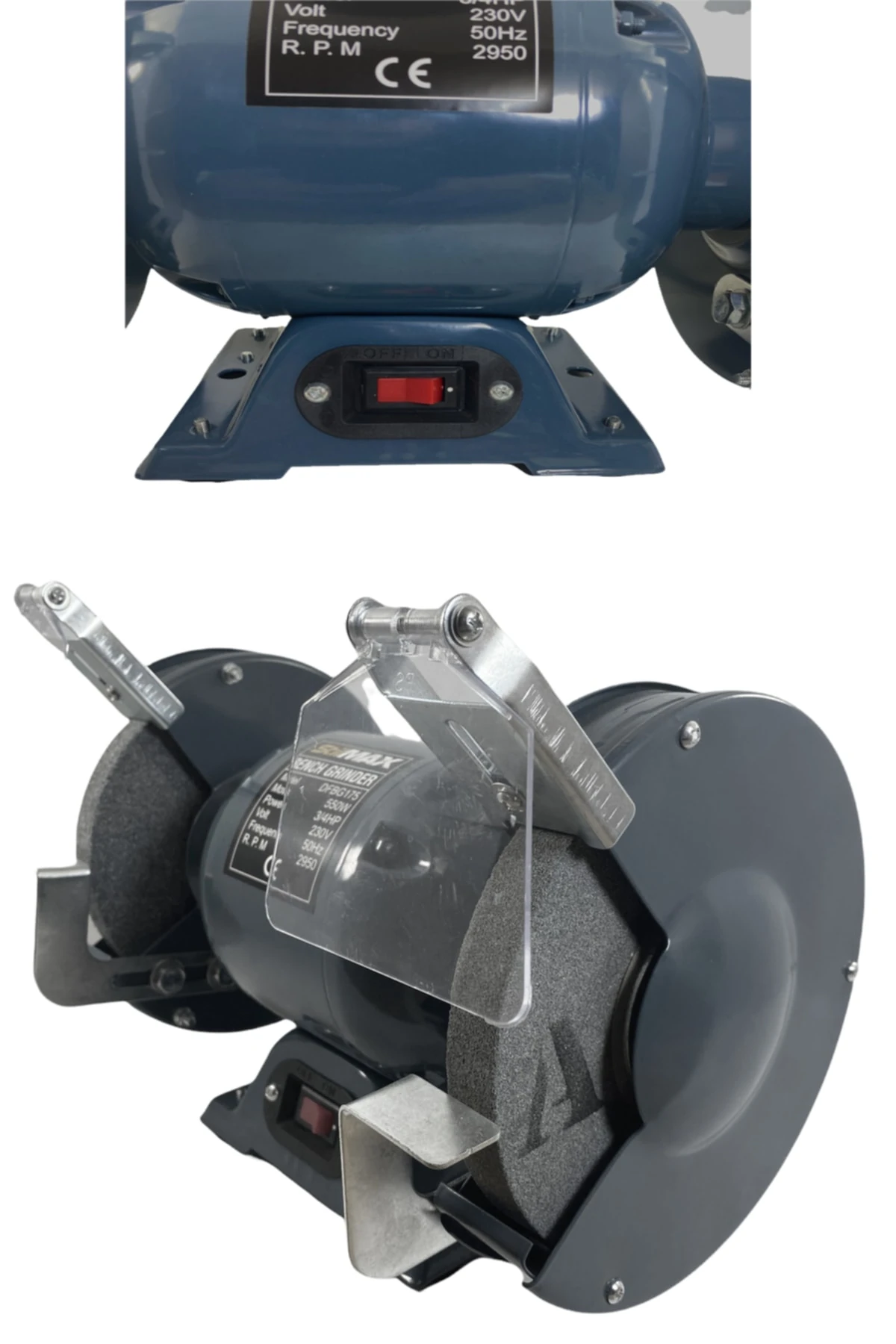 Germany Type 175mm 550watt Tezgah Üstü Taşlama Bakır Sargı Bıçak Balta Bileme Çark Taşı Taş Motoru