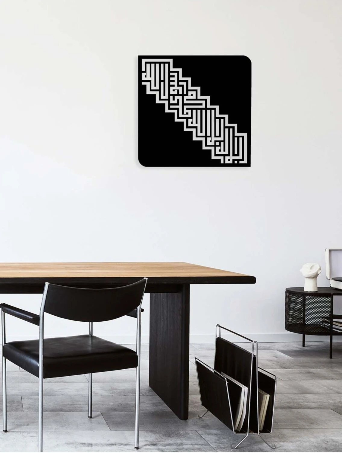 -La Ilahe Illallah Islami Metal Tablo - Islami Ev Dekorasyonu - Dini Duvar Tabloları - 60 X 60 - Cm - Sıyah-Islm-053