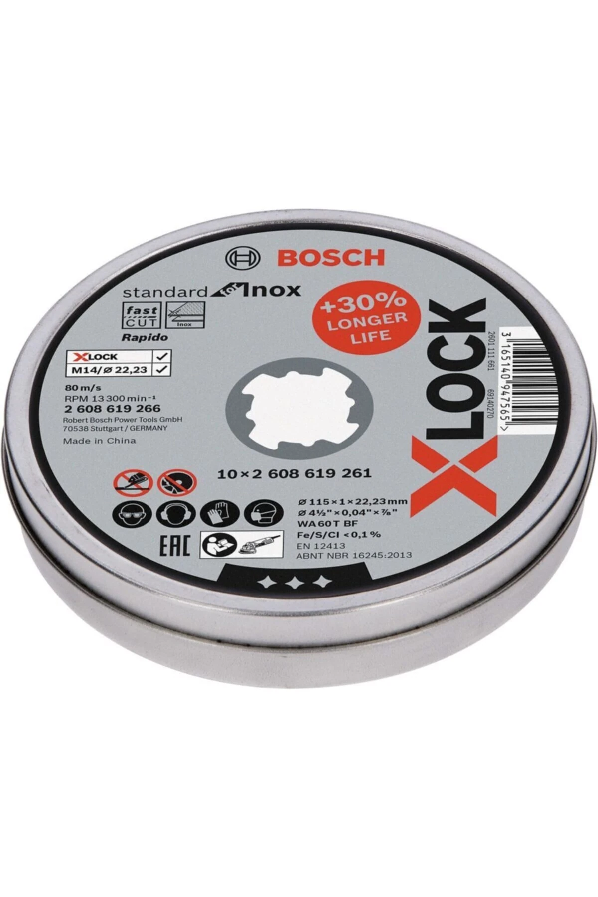 - X-lock - 115*1,0mm Standard Seri Düz Inox (paslanmaz Çelik) Kesme Diski (taş) - Rapido 10'lu
