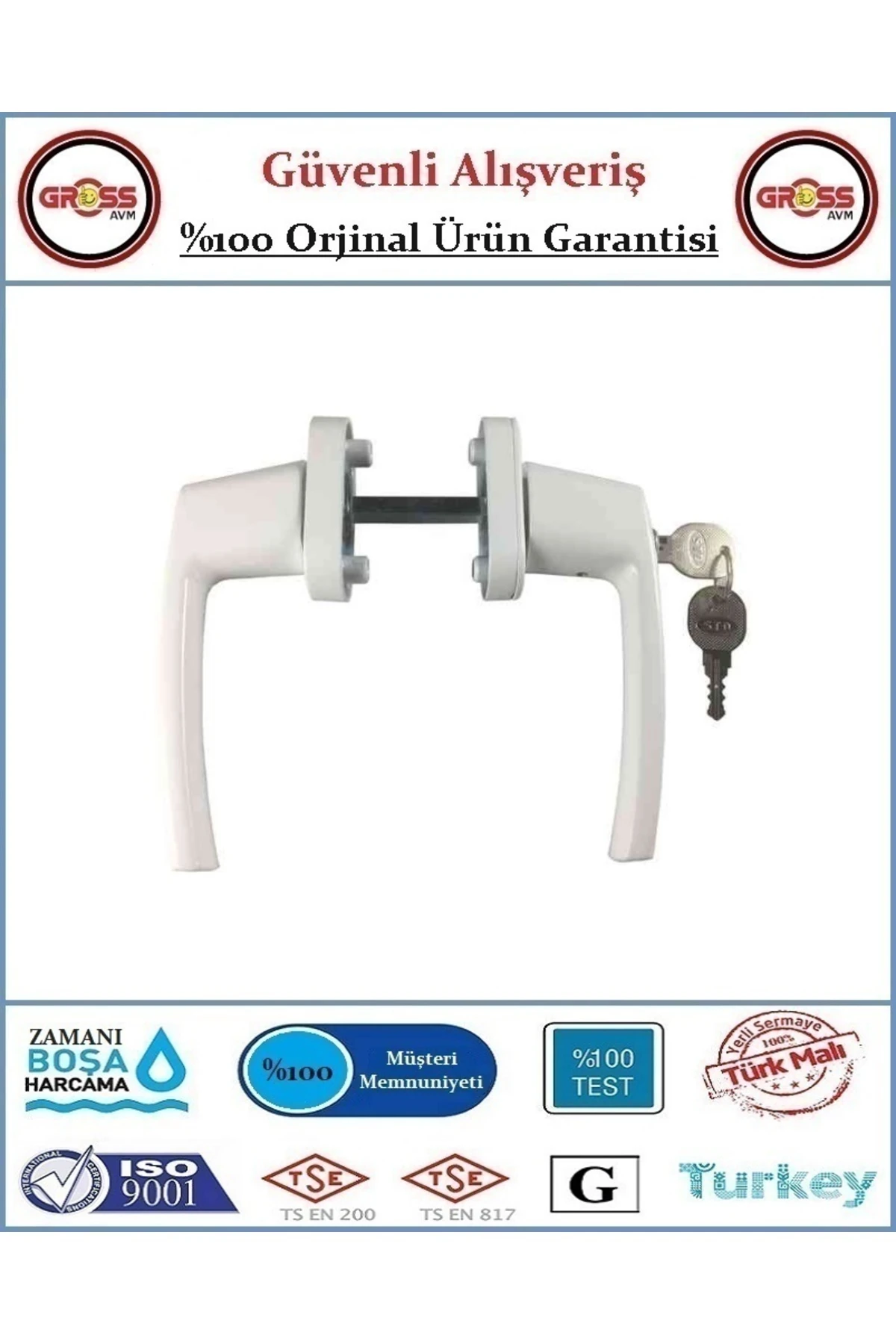 Pimapen Pencere ve Balkon Kapı Kolu - Anahtarlı Kilitli - İkili