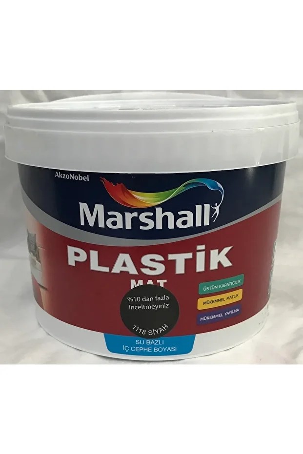 Plastik Mat Su Bazlı Duvar Boyası 2.5 Lt/3,5 Kg - Silinebilir -kolay Uygulama Siyah (1118)