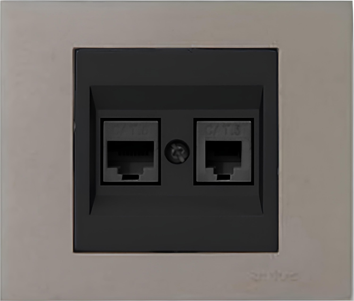 Grano Metalik Cat6 RJ45 Cat3 RJ11 Ikili Data Prizi Siyah + Antrasit Çerçeve