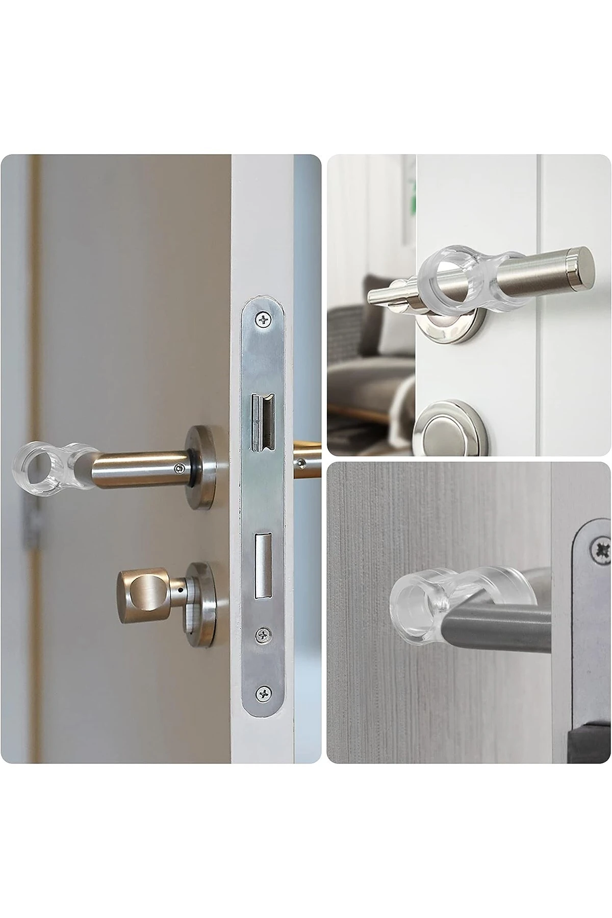 4 Adet Kapı Kolu Pencere Stoperi, Kapı Arkası Duvar Koruyucu Tampon, Silikon Durdurucu