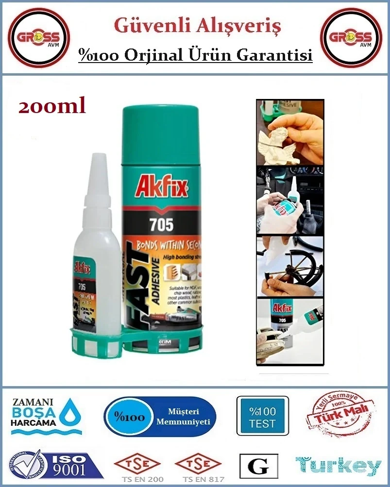 705 Profesyonel Hızlı Yapıştırıcı - Orjinal Ürün - 200ML