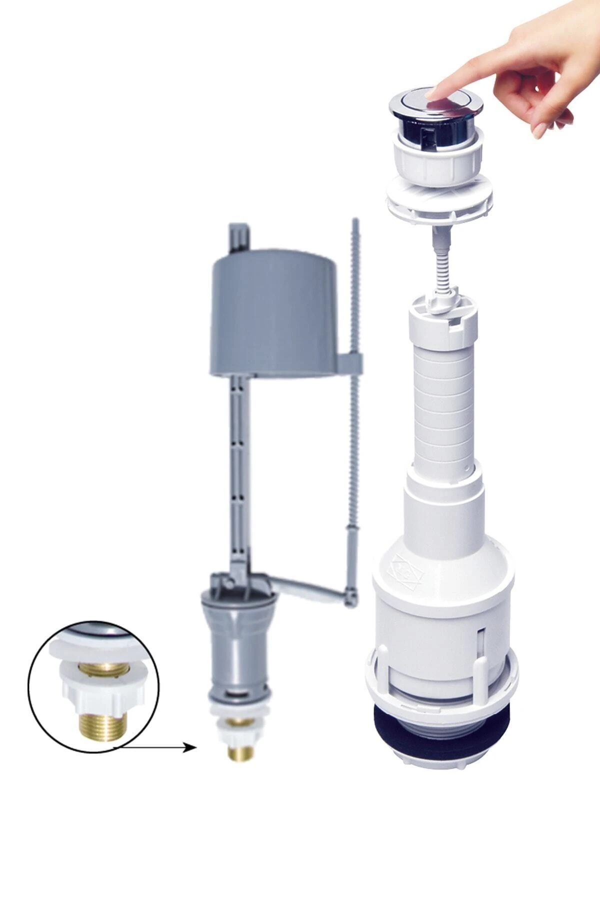 Beyaz Klozet Rezervuar Basmalı Iç Takımı Rezervuar İç Takım 5 Yıl Turkuaz