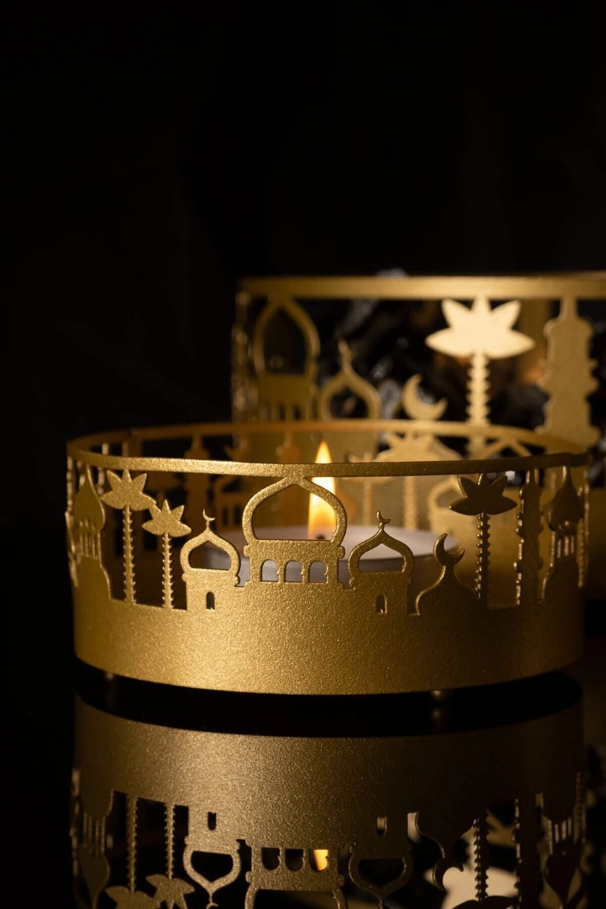 Cami Desenli 3'lü Metal Dekoratif Kase Seti - Islami Dekor - Ramazan Dini Ev Dekorasyonu Wamh127