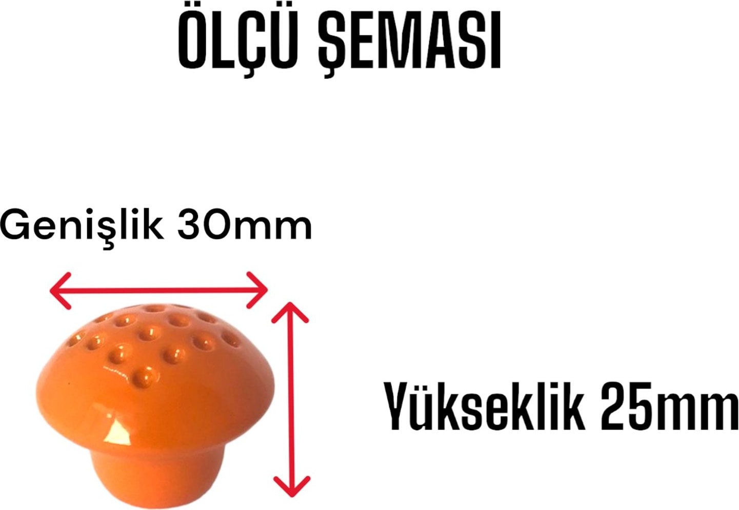 15 Adet Turuncu Noktalı Mantar Düğme Kulp Çocuk Bebek Mobilya Çekmece Dolap Kapak Kulbu Metal Kulp Aksesuarları Vidalı