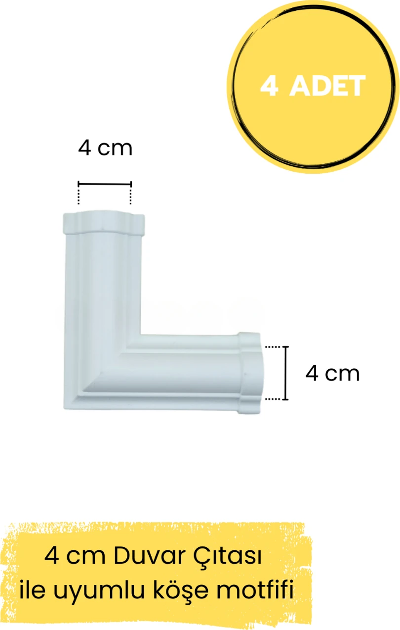 Dekoratif Polimer Boyanabilir 4 cm Duvar Çıtası Uyumlu Köşe Motifi