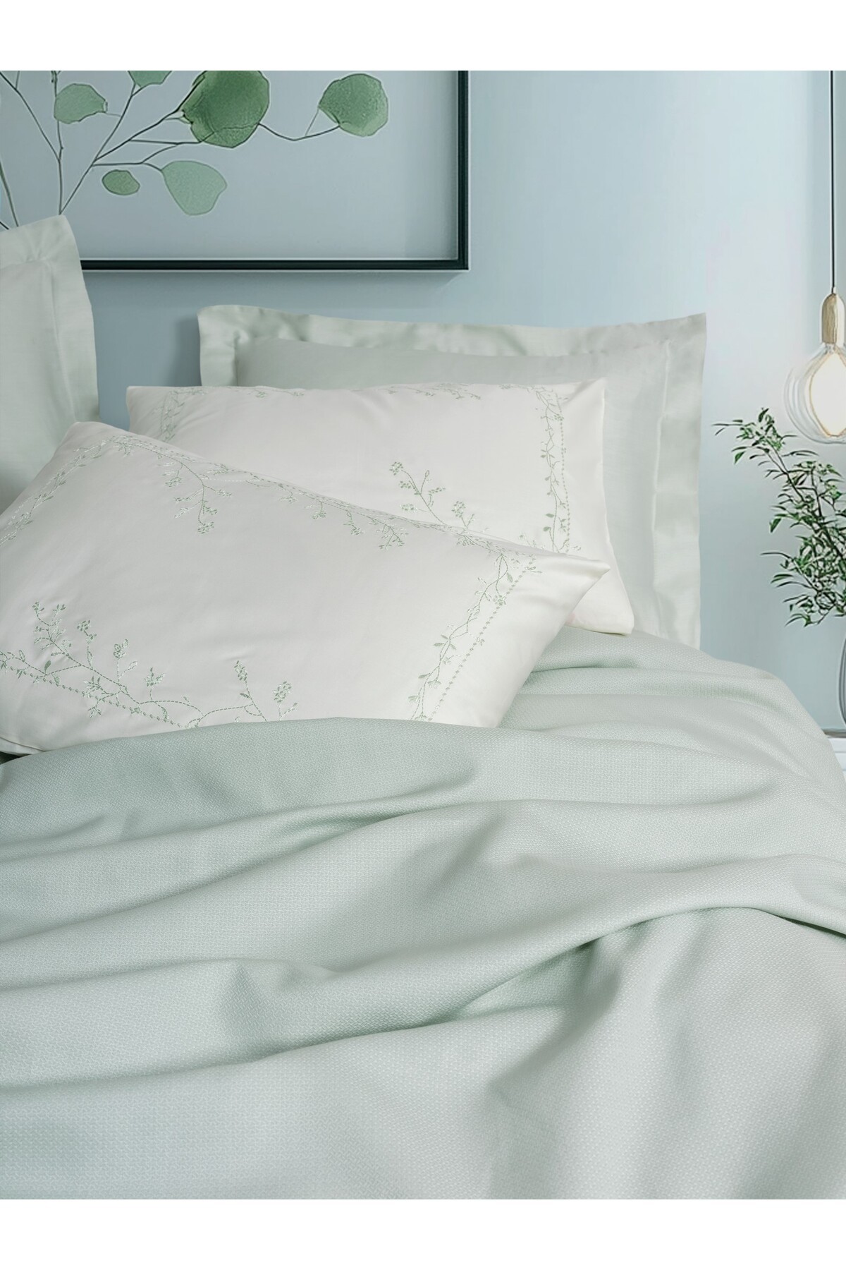 Serenity Bambu Çift Kişilik Pike Takımı Brisa Mint