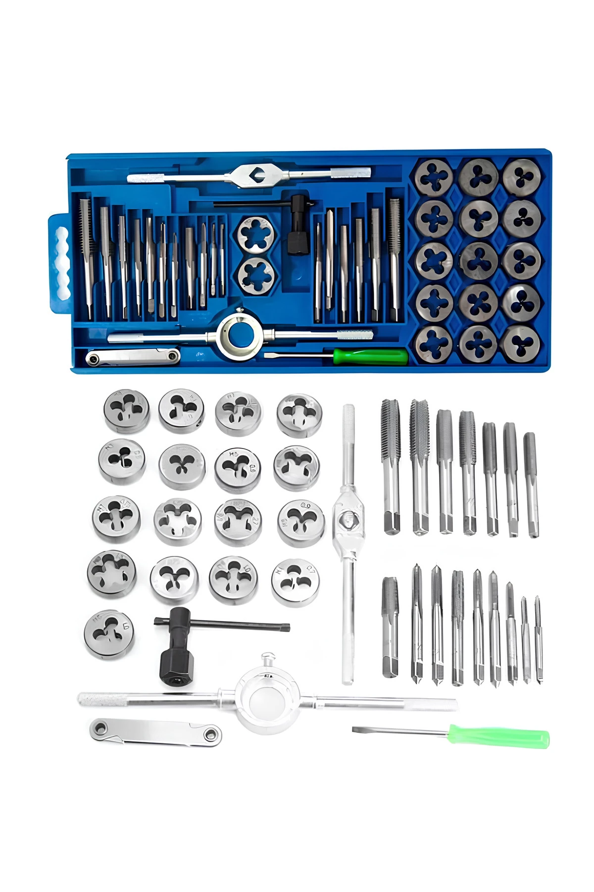 40 Parça Klavuz Pafta Seti Metrik Set M3-M12 Arası 40lı Takım