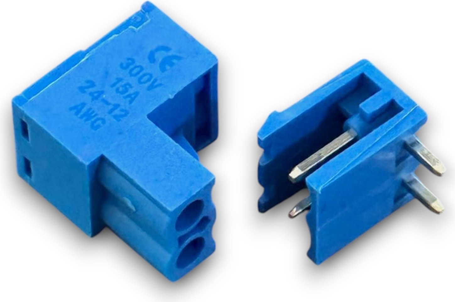 - 10 ADET - 2 PİN 5.08mm 90 Derece Geçmeli Mavi Takım Klemens