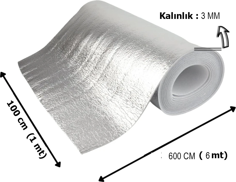 6 mt Kalorifer Radyatör Arkalığı Isı Yalıtımı İzalasyon Levhası Petek Arkası Alüminyum Folyo 6 Mt x 1 Mt