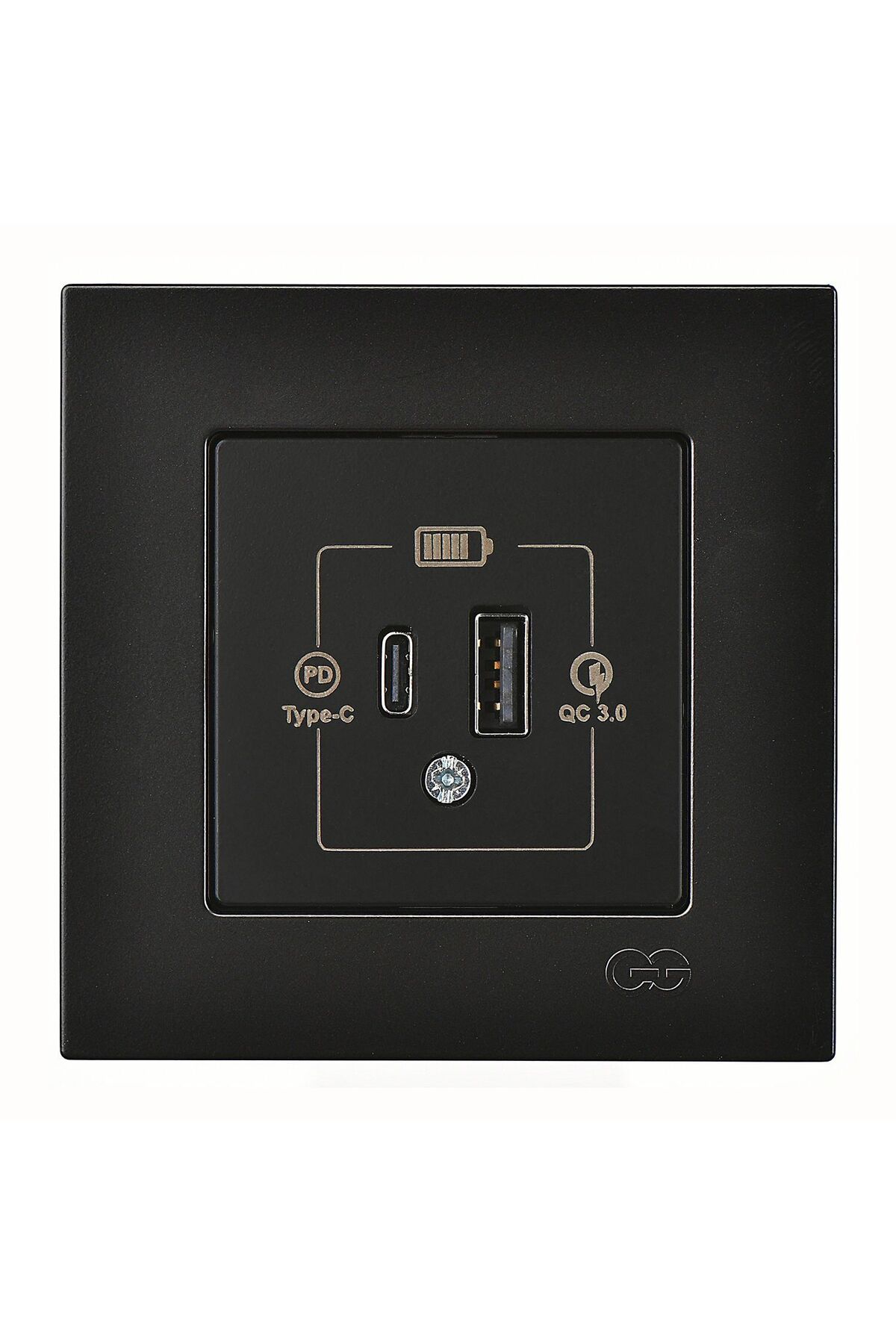 Eqona Metalik Siyah Şarj Prizi 20W QC3.0 PD Type-C + USB Çift Çıkışlı